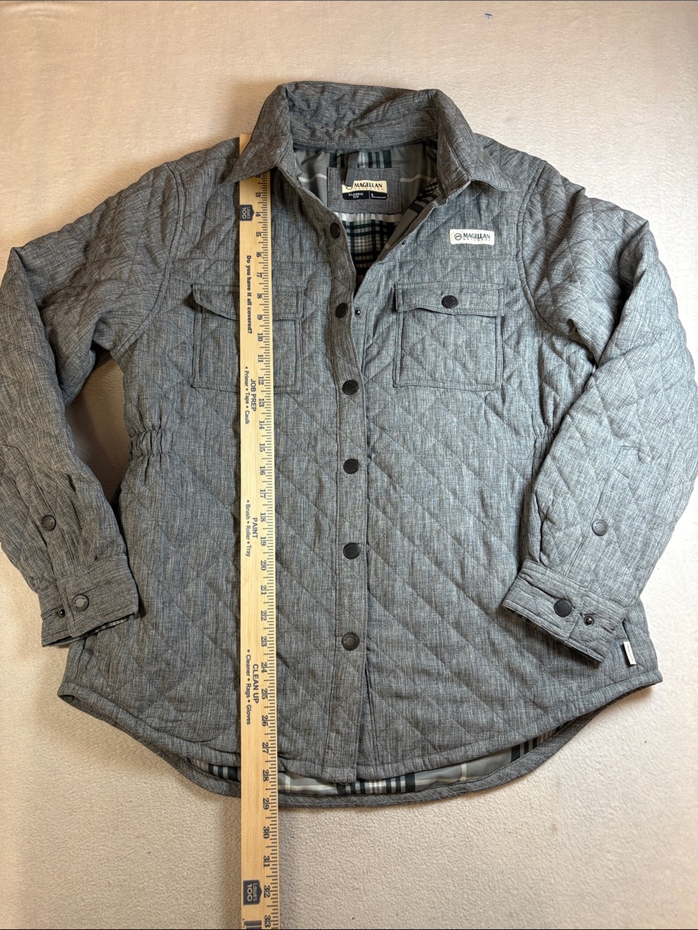 Magellan Outdoors Quilted Gray Utility Shirt Jacket